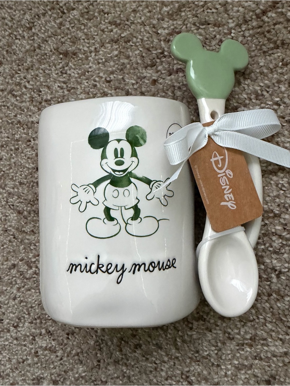 Rae Dunn x Mickey + Minnie Mouse Mug w/ Spoon